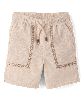 Boys Stitched Linen-Blend Pull On Shorts - Amalfi Coast