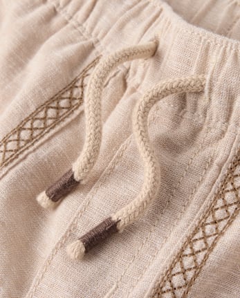 Boys Stitched Linen-Blend Pull On Shorts - Amalfi Coast