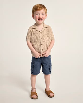Boys Garment Dyed Ripstop Pull On Cargo Shorts - Driftwood Bay