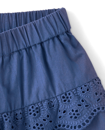 Girls Embroidered Eyelet Tiered Skort - Driftwood Bay