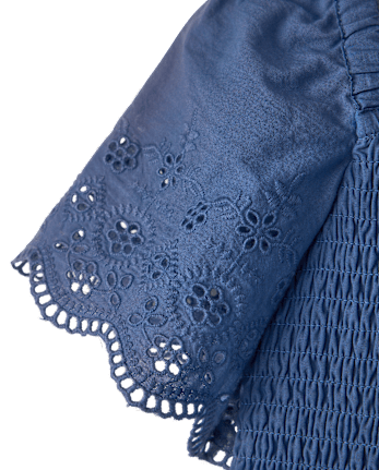 Girls Embroidered Eyelet Smocked Top - Driftwood Bay