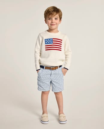Boys Seersucker Chino Shorts - Nantucket Charm