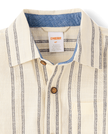 Boys Striped Textured Button Up Shirt - Driftwood Bay