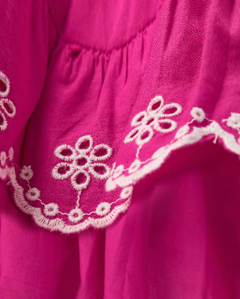 Girls Mommy And Me Embroidered Eyelet Tiered Dress - Amalfi Coast