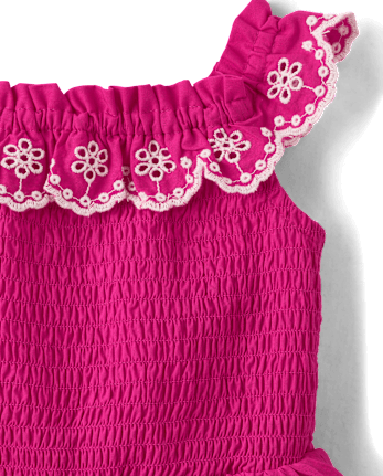 Girls Mommy And Me Embroidered Eyelet Tiered Dress - Amalfi Coast