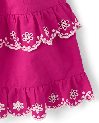 Girls Mommy And Me Embroidered Eyelet Tiered Dress - Amalfi Coast