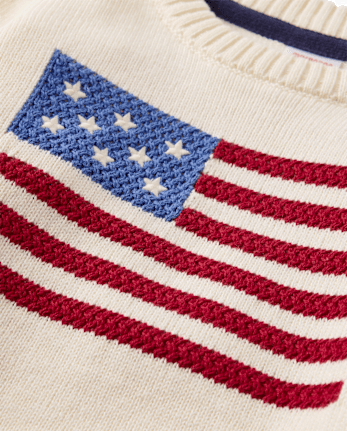 Kids Intarsia Embroidered Flag Sweater - Nantucket Charm