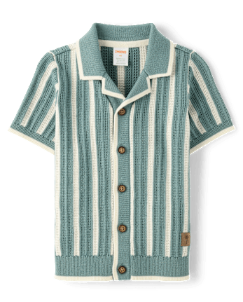 Boys Striped Crochet Sweater Polo - Amalfi Coast