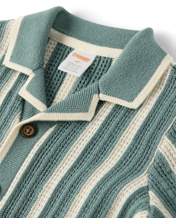 Boys Striped Crochet Sweater Polo - Amalfi Coast