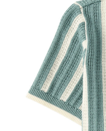 Boys Striped Crochet Sweater Polo - Amalfi Coast