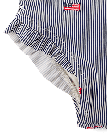 Girls Embroidered Flag Flutter One Piece Swimsuit - Swim Shop