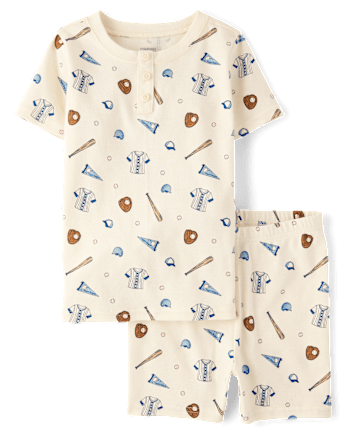Boys Baseball Snug Fit Cotton Henley Pajamas - Gymmies
