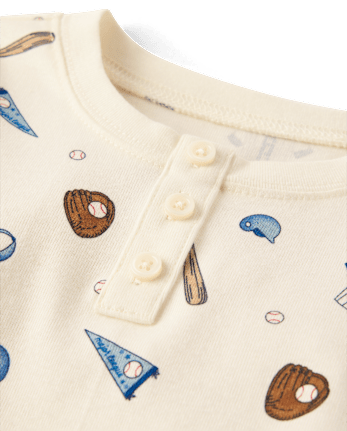 Boys Baseball Snug Fit Cotton Henley Pajamas - Gymmies