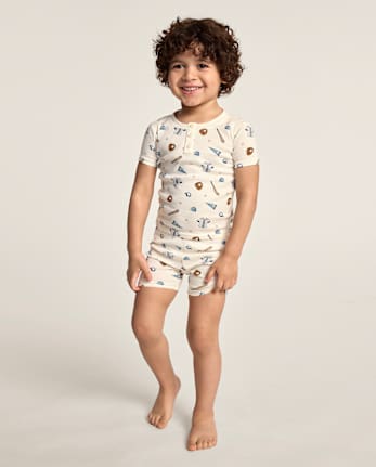 Boys Baseball Snug Fit Cotton Henley Pajamas - Gymmies