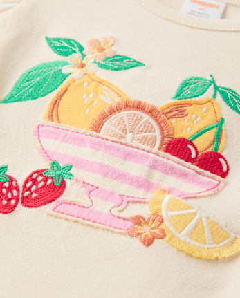 Girls Embroidered Fruit Bowl Flutter Top - Amalfi Coast