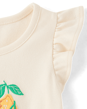 Girls Embroidered Fruit Bowl Flutter Top - Amalfi Coast