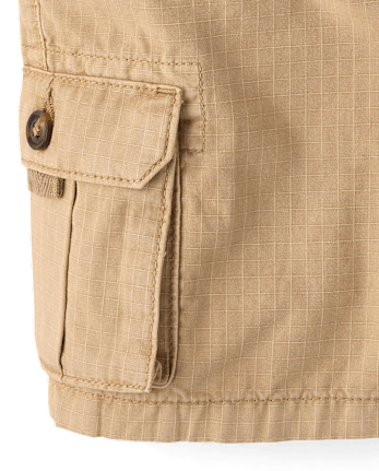 Boys Garment Dyed Ripstop Pull On Cargo Shorts - Little Essentials