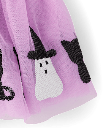 Girls Sequin Ghost Tutu Skirt - Trick or Treat