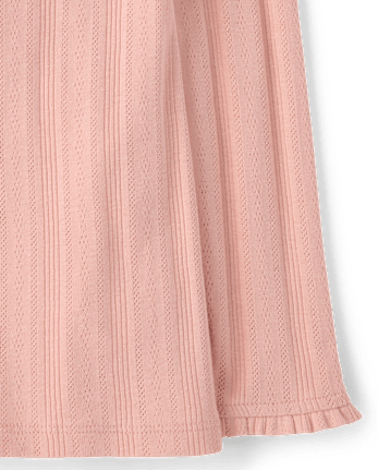 Girls Button Pointelle Turtleneck Top - Little Essentials