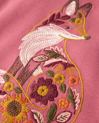 Girls Embroidered Animal Puff Sleeve Top - The Harvest Edit