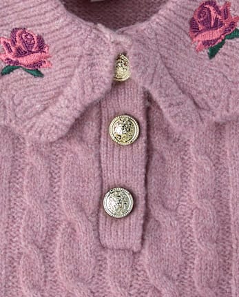 Girls Embroidered Floral Sweater Dress - Countryside Manor - VELVET ROSE CL