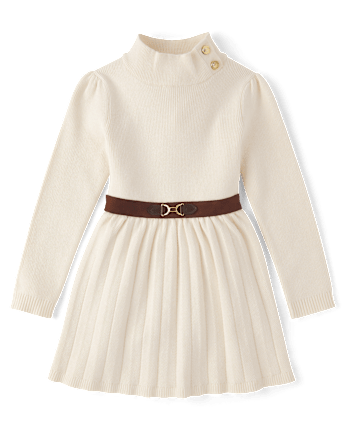 Girls Buckle Mock Neck Sweater Dress - Countryside Manor