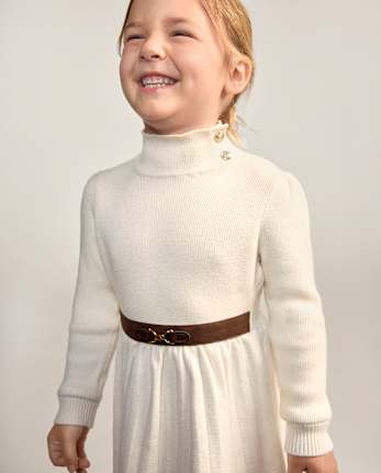 Girls Buckle Mock Neck Sweater Dress - Countryside Manor