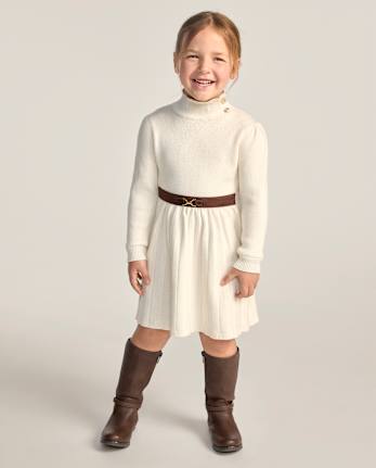 Girls Buckle Mock Neck Sweater Dress - Countryside Manor