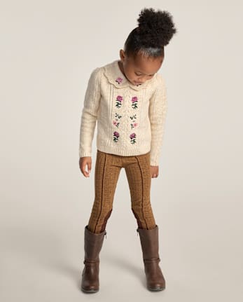 Girls Contrast Textured Jeggings - Countryside Manor