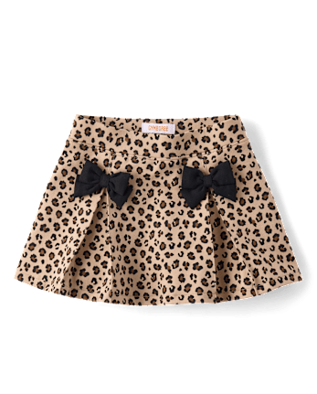 Girls Leopard Bow Ponte Skort - The Leopard Edit