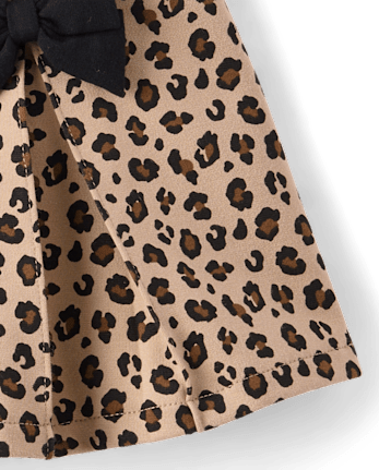 Girls Leopard Bow Ponte Skort - The Leopard Edit