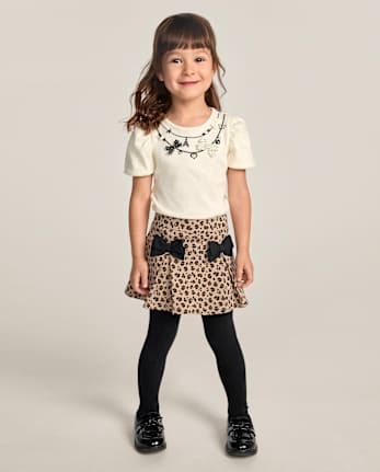 Girls Leopard Bow Ponte Skort - The Leopard Edit