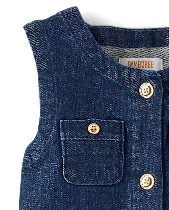 Girls Button Denim Shift Dress - The Leopard Edit