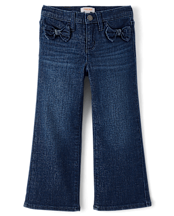 Girls Bow Wide Leg Jeans - Little Essentials