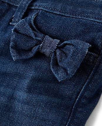 Girls Bow Wide Leg Jeans - Little Essentials
