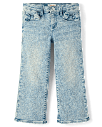 Girls Bow Wide Leg Jeans - Little Essentials