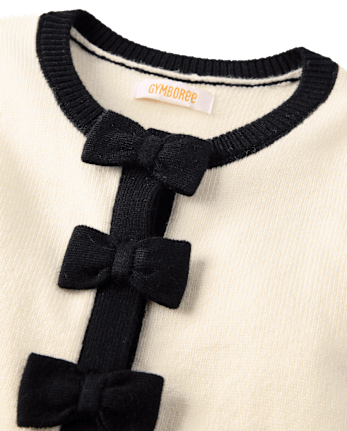 Girls Contrast Bow Cardigan - The Leopard Edit
