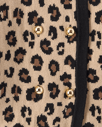 Girls Leopard Double Breasted Cardigan - The Leopard Edit