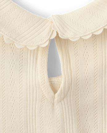 Girls Pointelle Peter Pan Top - Little Essentials