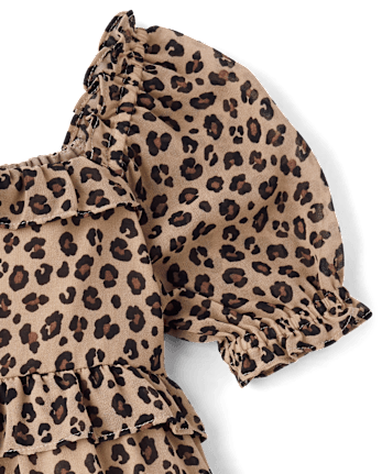 Girls Leopard Chiffon Tiered Ruffle Dress - The Leopard Edit
