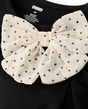 Girls Polka Dot Bow Puff Sleeve Top - The Leopard Edit