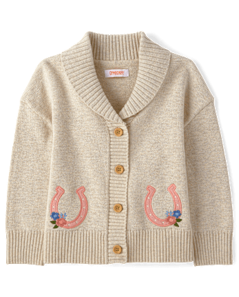 Girls Embroidered Horse Shawl Cardigan - Blue Sky Mountain