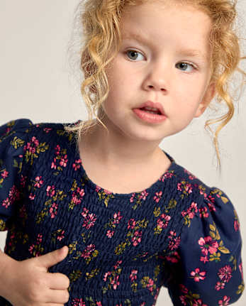 Girls Floral Smocked Bubble Dress - Countryside Manor - TIDAL