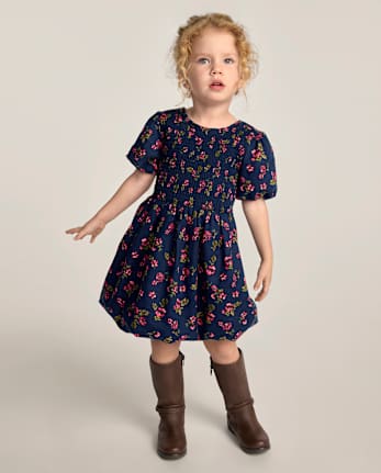 Girls Floral Smocked Bubble Dress - Countryside Manor - TIDAL