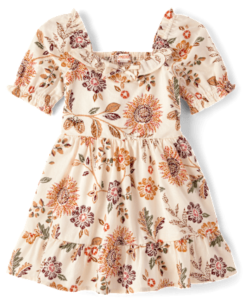 Girls Floral Flannel Ruffle Dress - The Harvest Edit