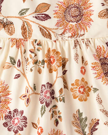 Girls Floral Flannel Ruffle Dress - The Harvest Edit