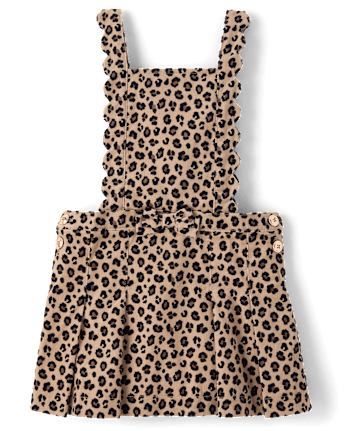 Girls Leopard Scalloped Corduroy Jumper - The Leopard Edit