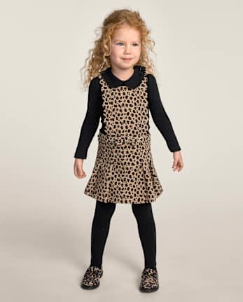 Girls Leopard Scalloped Corduroy Jumper - The Leopard Edit