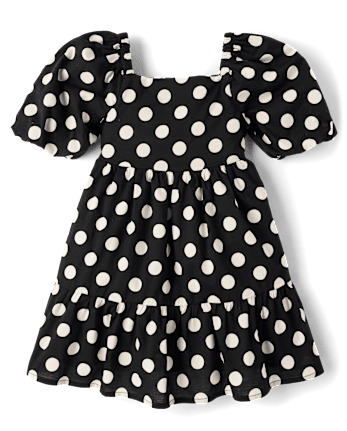 Girls Polka Dot Tiered Dress - The Leopard Edit