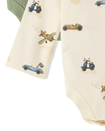 Baby Boys Vehicle Henley Bodysuit 3-Pack